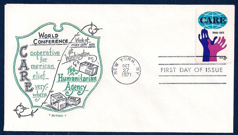 UNITED STATES FDC 8¢ CARE 1971 Artopages