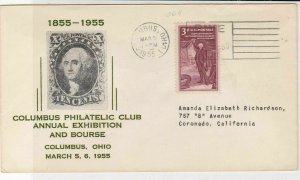 U.S 1955 Columbus Philatelic Club Ann Ex Ohio Illustration Stamp Cover Ref 34663