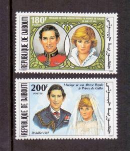 Djibouti  #529-530  MNH  1981    Royal wedding   Diana