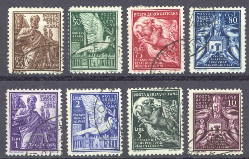 Vatican Sc# C1-C8 Used 1938 Air Post