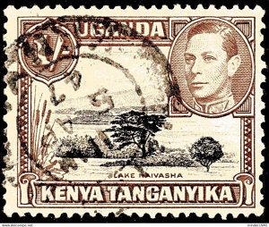 KENYA UGANDA & TANGANYIKA 1942 KGVI 1/- Black & Brown SG145a Used