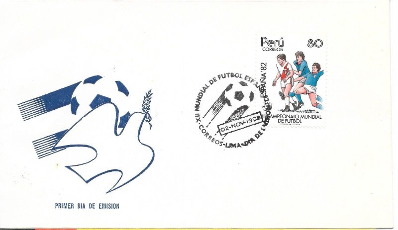 PERU 1982 FOOTBALL WORLD CUP SOCCER SPAIN 82 ESPAÑA 82 FIRST DAY COVER 