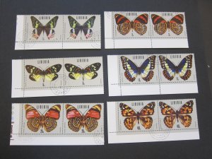 Liberia 1974 Sc 683-688 Butterfly pair set MNH(CTO)