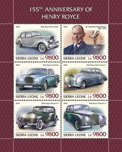 SIERRA LEONE - 2018 - Henry Ford - Perf 6v Sheet - Mint Never Hinged