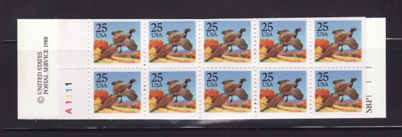 United States BK158 Complete Booklet MNH Birds, Pheasant