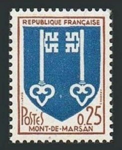 France 1144 block/4,MNH.Michel 1535. Arms of cites,1966.Mont-de-Marsan.Keys.