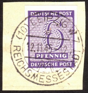 1945, Germany West Saxony 6pfg, Used on a piece, Mi 117