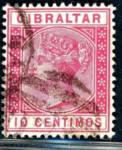 Gibraltar -1889 10c SG 23 Used GIBRALTAR A26 POSTMARK (003260)