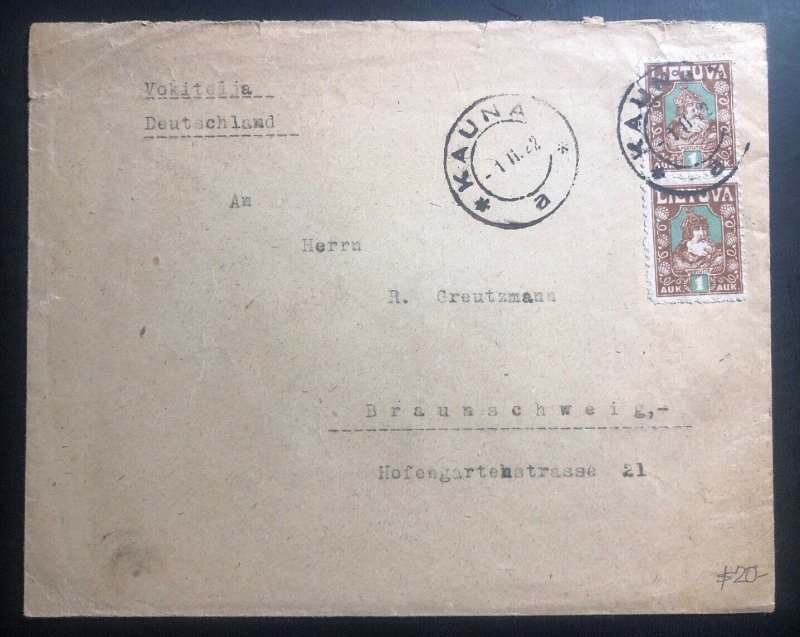 1922 Kaunas Lithuania Cover To Brunswick Germany