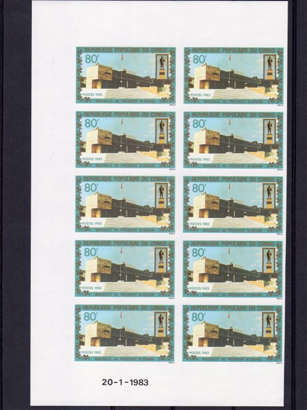 Congo 1983 Sc#666/667 Mausoleum  Pres.Marien N'GOUABI Block 10 Imperforated
