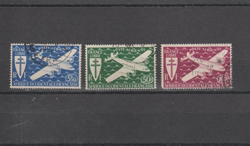 French West Africa  Scott#  C1-C3  Used  (1945 Air Post)