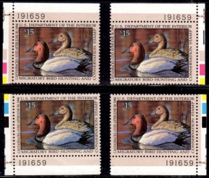 US Stamp #RW60 MNH PHABULOUS Pair of Canvasbacks Matched Set of Plate No.Singles