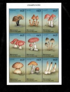Central Africa MNH S/S 1273 Mushrooms 1999 9 Stamps