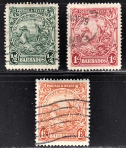 Barbados Scott 166-68 wtmk 4 F to VF used.