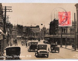 NEW ZEALAND Postcard *Wellington Lambton Quay* Super STREET SCENE 1927 CARS PJ74