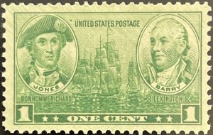 Scott #790 1936 1¢ Greatest War Heroes Navy Jones and Barry MNH OG F/VF
