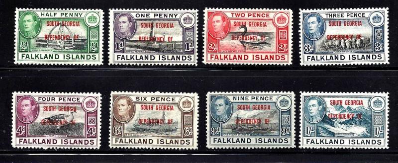 Falkland Islands, South Georgia, set Scott #3L1-8 Mint lightly hinged