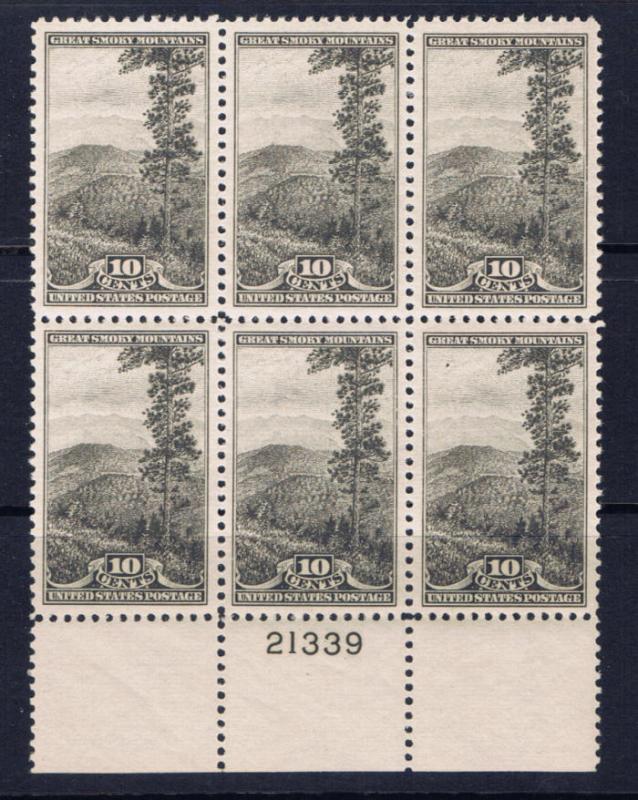 U.S. 749 NH Plate Block of 6