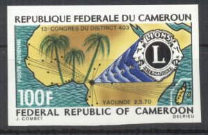 Cameroon 1970 Map of Africa and Lions Emblem imperforated. VF and Rare