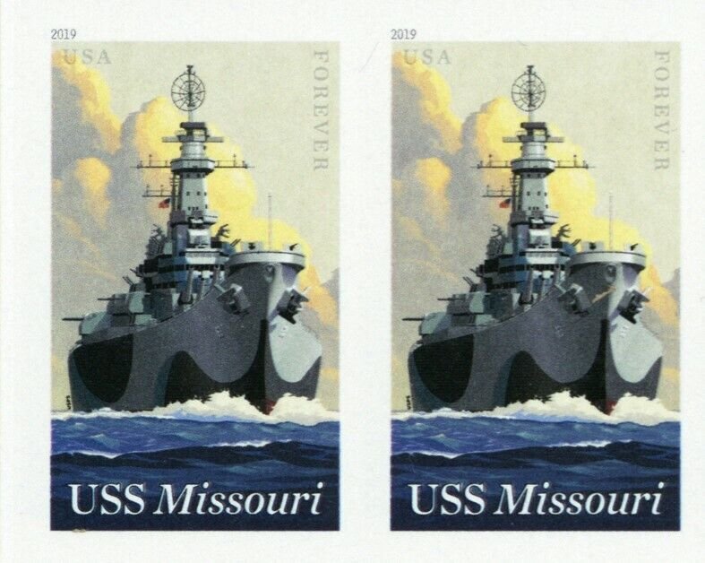 5392a, USS Missouri RARE Imperforate Pair Major Error With PSE - Stuart Katz