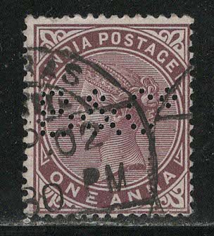 India Scott # 38, used, perfin B&Co