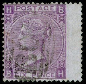 SG108, 6d dull violet plate 8, USED. Cat £38. B01 ALEXANDRIA. BH