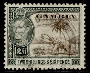 GAMBIA GVI SG158, 2s 6d sepia & dull green, FINE USED. CDS