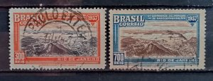 Brazil postal used Rio de Janeiro bay 2pz 1937 unwmk ultra, p. 12.5 good as seen