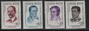 Costa Rica C316 - C319 (4) set Hinged ,1961 Albert Brenes