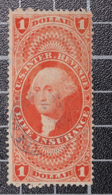 Scott R71c $1.00 Life Insurance Revenue Used Nice Stamp SCV $10.00