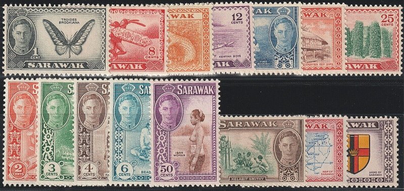 EDSROOM-17692 Sarawak 180-194 VLH 1950 George VI CV$124.30