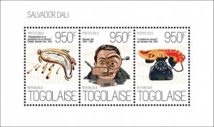 Togo - Spanish Artist Salvador Dali Paintings 3 Stamp Sheet - 20H-698