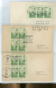 US 751 trans-mississippi philatelic expo. partial souv. sheets used to frank three ship covers, uss goff, uss broome & uss hamil