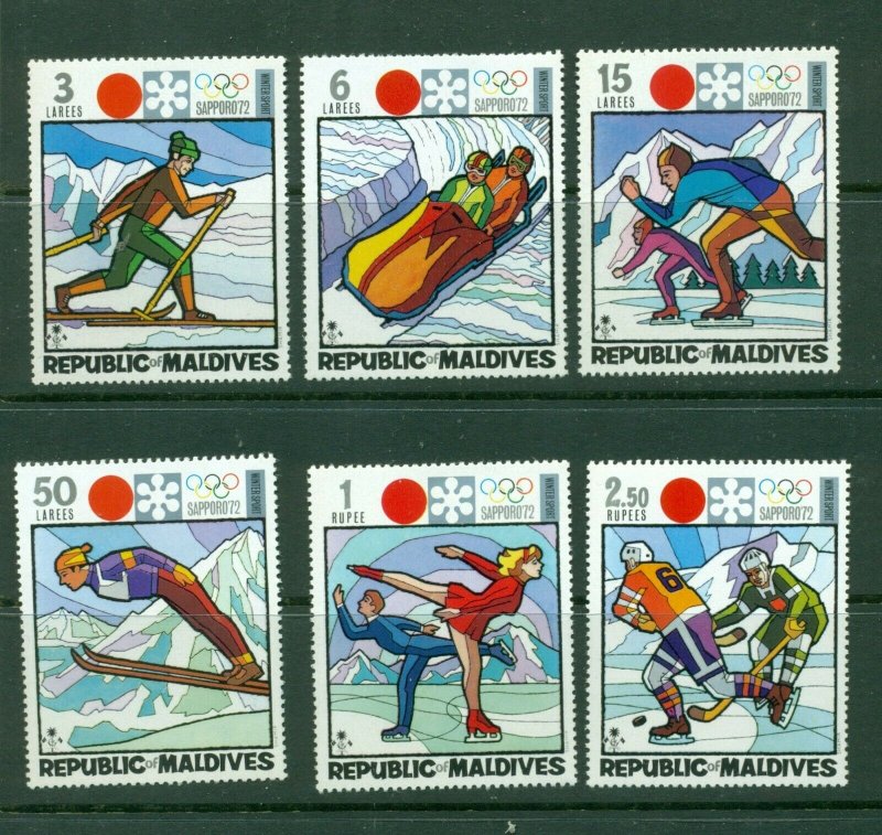 ,Maldive Islands  #395-400 (1972 Winter Olympics set) VFMNH CV $8.15