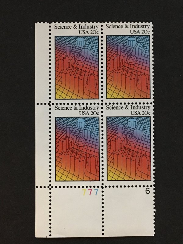 Scott # 2031 20-cent Science and Industry, MNH Plate Block of 4