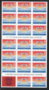 ALLY'S STAMPS US Scott #3124a 55c Swans - Love - Pane [20] MNH [BP-29b]