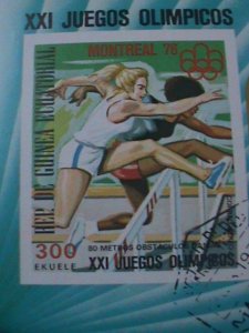 ​EQUARTORIAL GUINEA 21TH OLYMPIC-MONTREAL'76 CTO IMPERF S/S VF-FANCY CANCEL