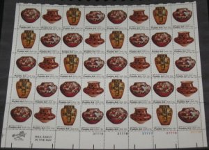 US #1706-9 13¢ Pueblo Pottery, Complete sheet of 40, og, NH, VF, Brookman $18.75