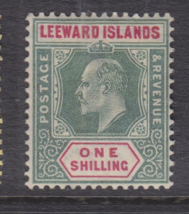 LEEWARD ISLANDS, 1902 KEVII CA 1s. Green & Carnine, lhm.