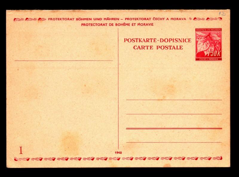 Bohemia Moravia 1.5k Reply Card Unused / Entire - Z14025