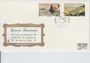 1974 Guernsey Renoir Paintings (Scott 115-6) Mercury FDC