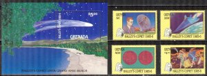 Grenada 1986 Space Halley's Comet 1462/65 Bl. 156 MNH