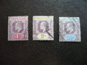 Stamps - Leeward Islands - Scott# 21-23 - Used Part Set of 3 Stamps