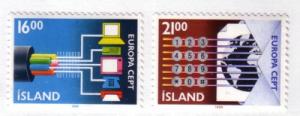 Iceland Sc660-1 1988 Europa Communications stamps mint NH