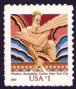 US Sc # 3766 Single Stamp MNH, Wisdom, Rockefeller Center, N. Y. City 2003