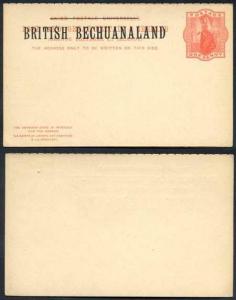 British Bechuanaland O/P on QV 1d Red Foreign Reply Postcard Mint