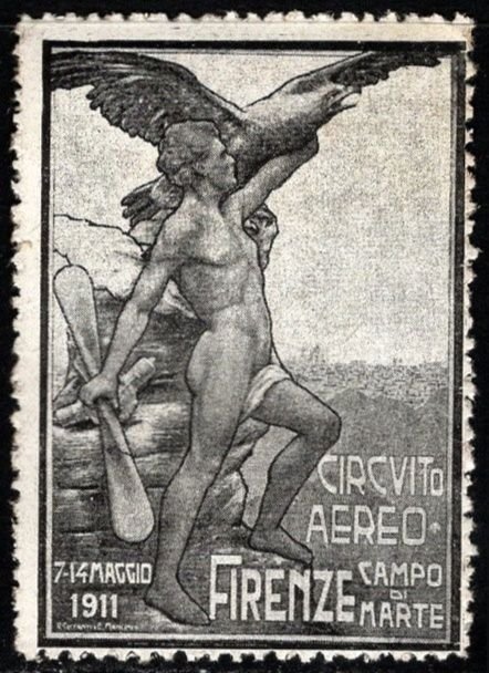 1911 Italy Poster Stamp Firenze (Florence) Circuito Aereo on the Campi di Marte