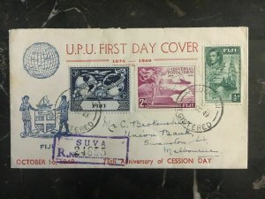 1949 Fiji FDC first day cover 75th Anniversary Of Cession Day To Melbourne Au