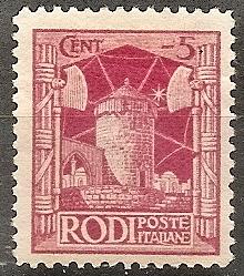 AEGEAN ISLS.-Rhodes 15 MINT OG 1929 5c Windmill