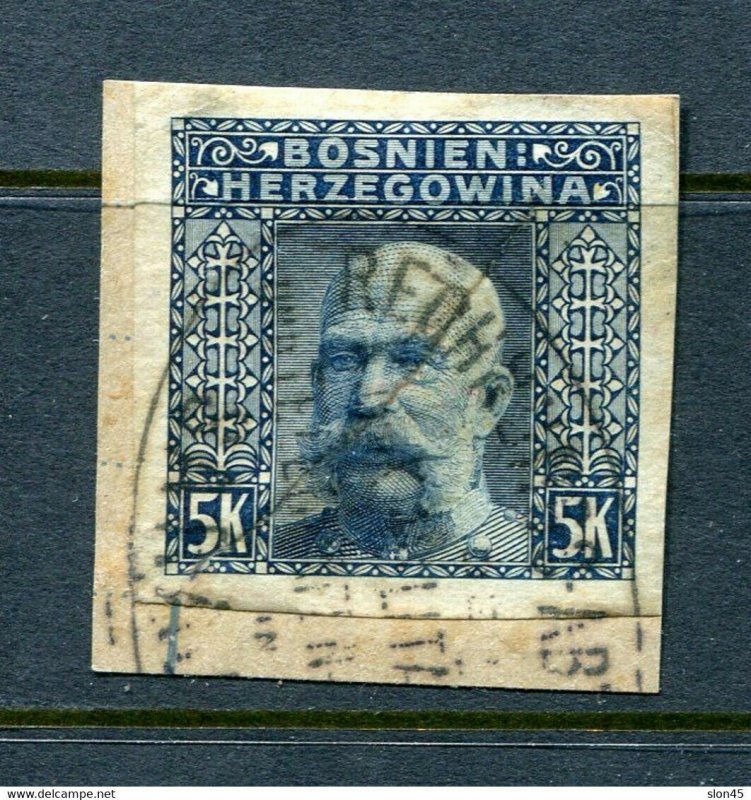 Bosnia & Herzegovina 1906 5kr Imperf Used Oval cancel on piece 12417